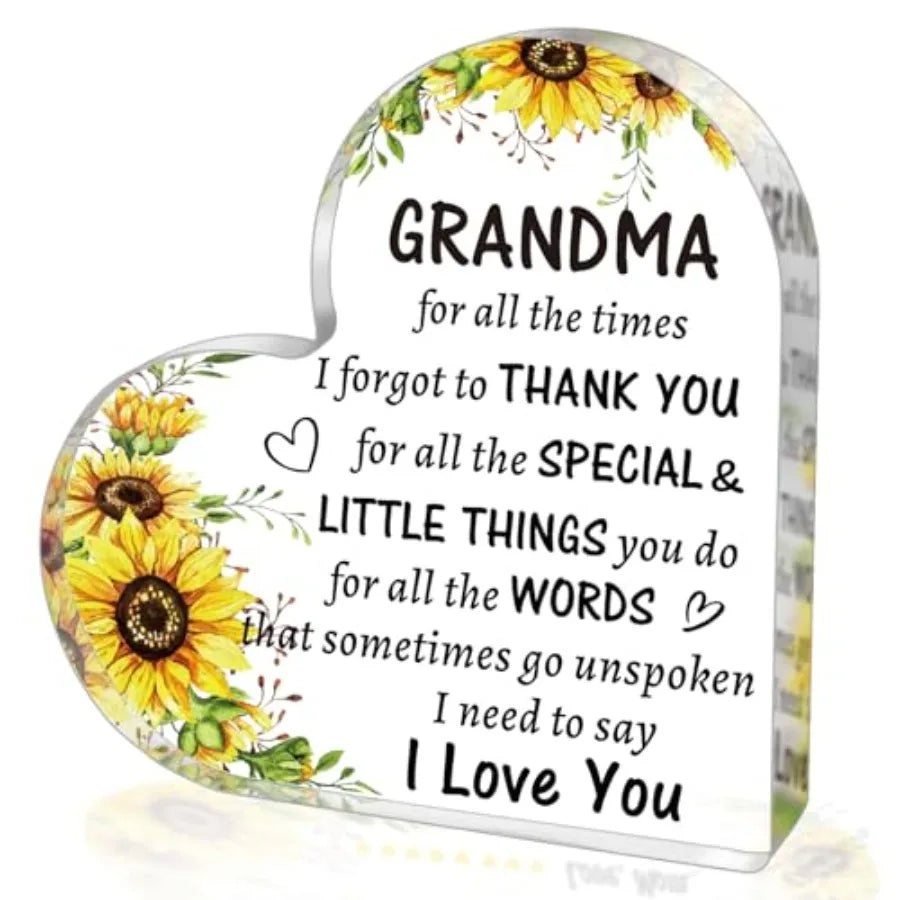 Birthday Gifts for Grandma from Grandkids, to My Grandma Acrylic Heart Sign Presents, Mothers Day Christmas Valentines Day Gift