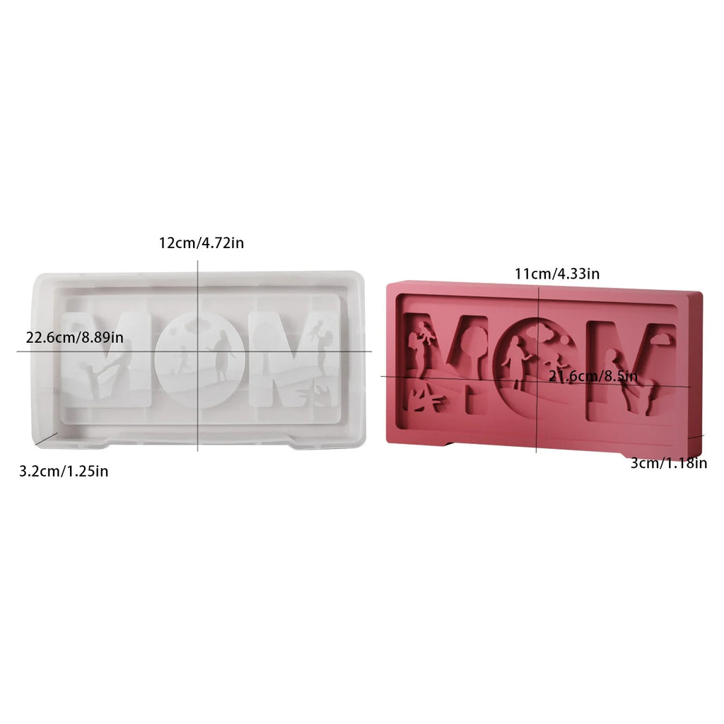 DIY Resin Mold Mother's Day MOM Letter Embossed Mother and Child Plaster Decoration 3D Commemorative Handmade Gift Warm and Heal