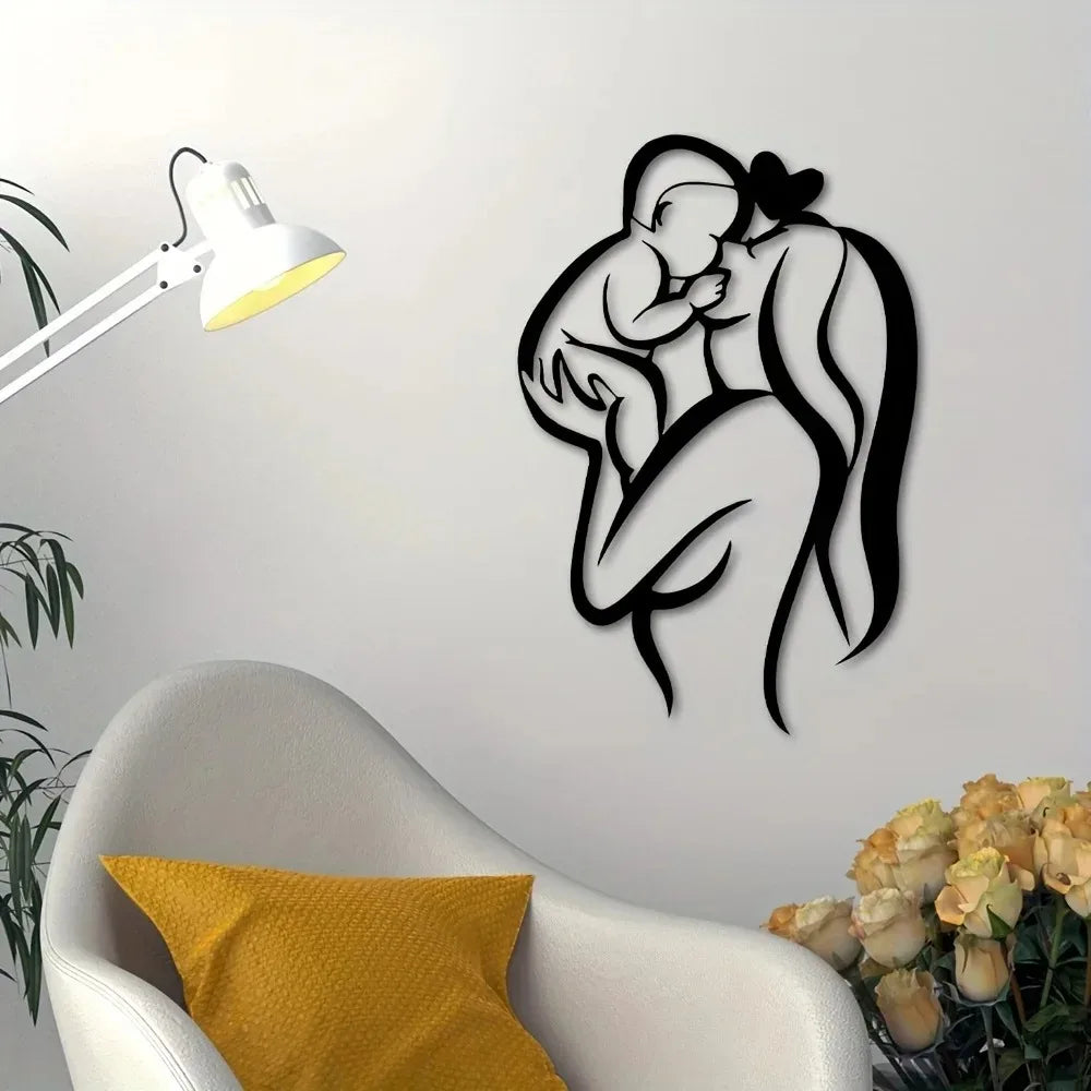 Mother & Child Metal Wall Art, Heart Shape Home Decor Gift for Mother's Day