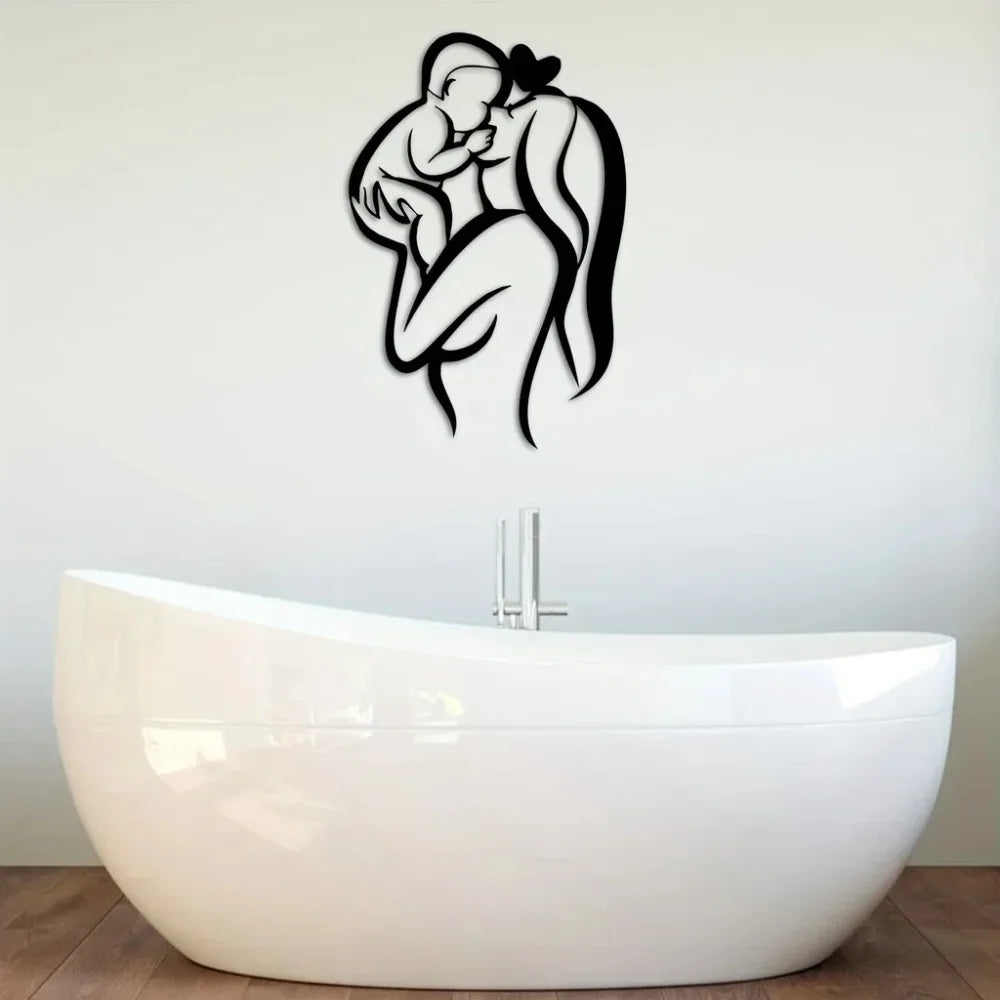 Mother & Child Metal Wall Art, Heart Shape Home Decor Gift for Mother's Day