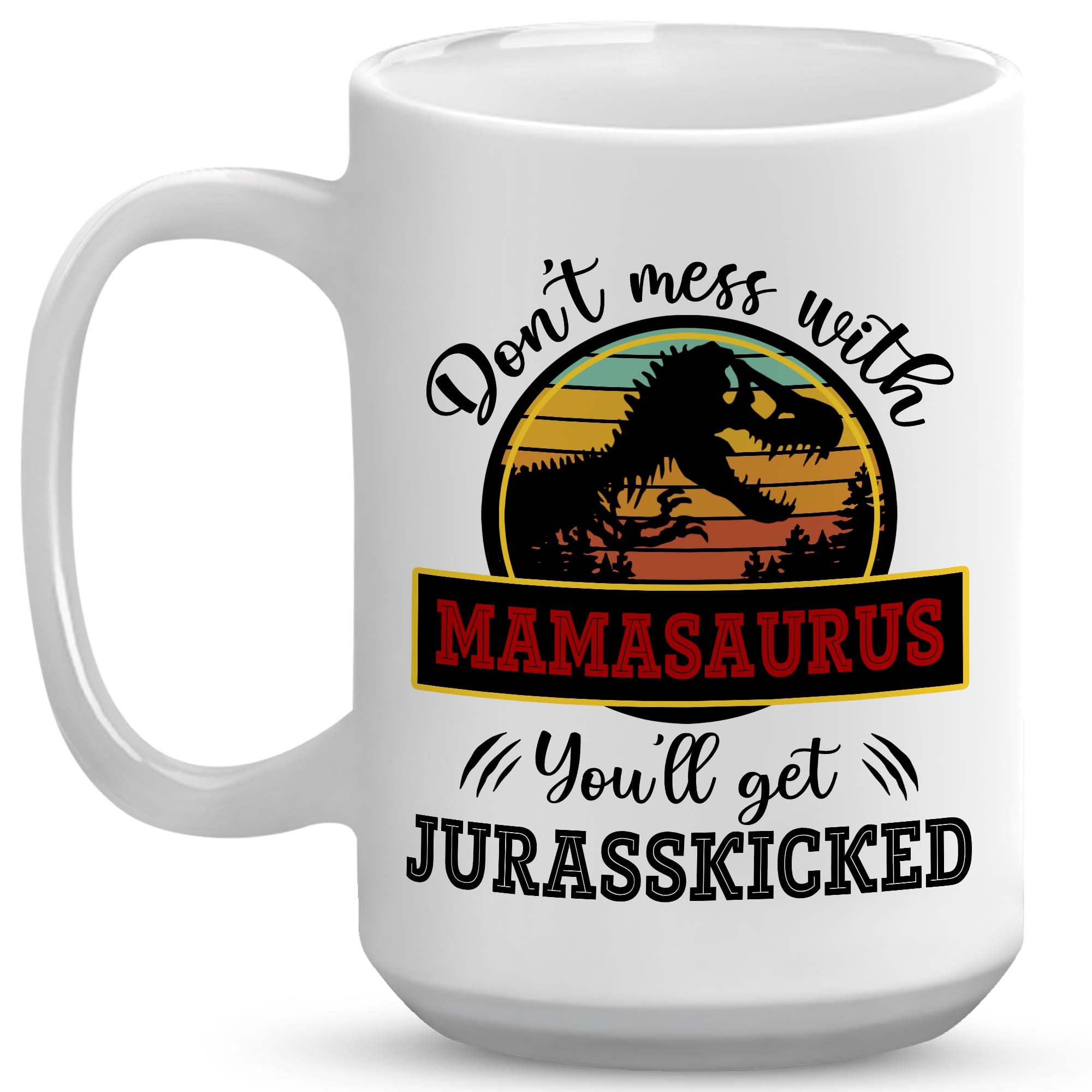 VUNVUT86 Valentine Gift For Mom Mamasaurus - Mom Gifts - Mamasaurus Mug - Mom Mug - Mom Gifts From Son Daughter - Mothers Day Anniversary Birthday Gifts For Mama Mom Grandma Aunt Women 15OZ