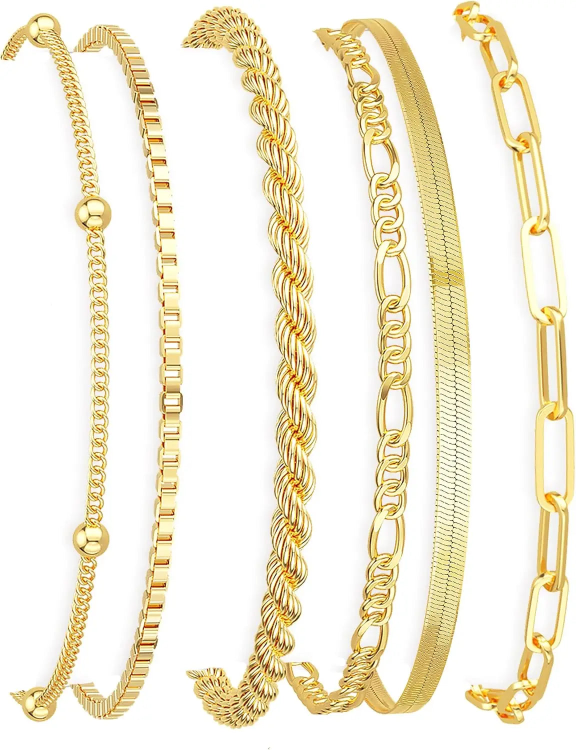 Mothers Day Gifts for Mom Gold Bracelets for Women Waterproof, 14K Gold Plated Jewelry Sets Trendy