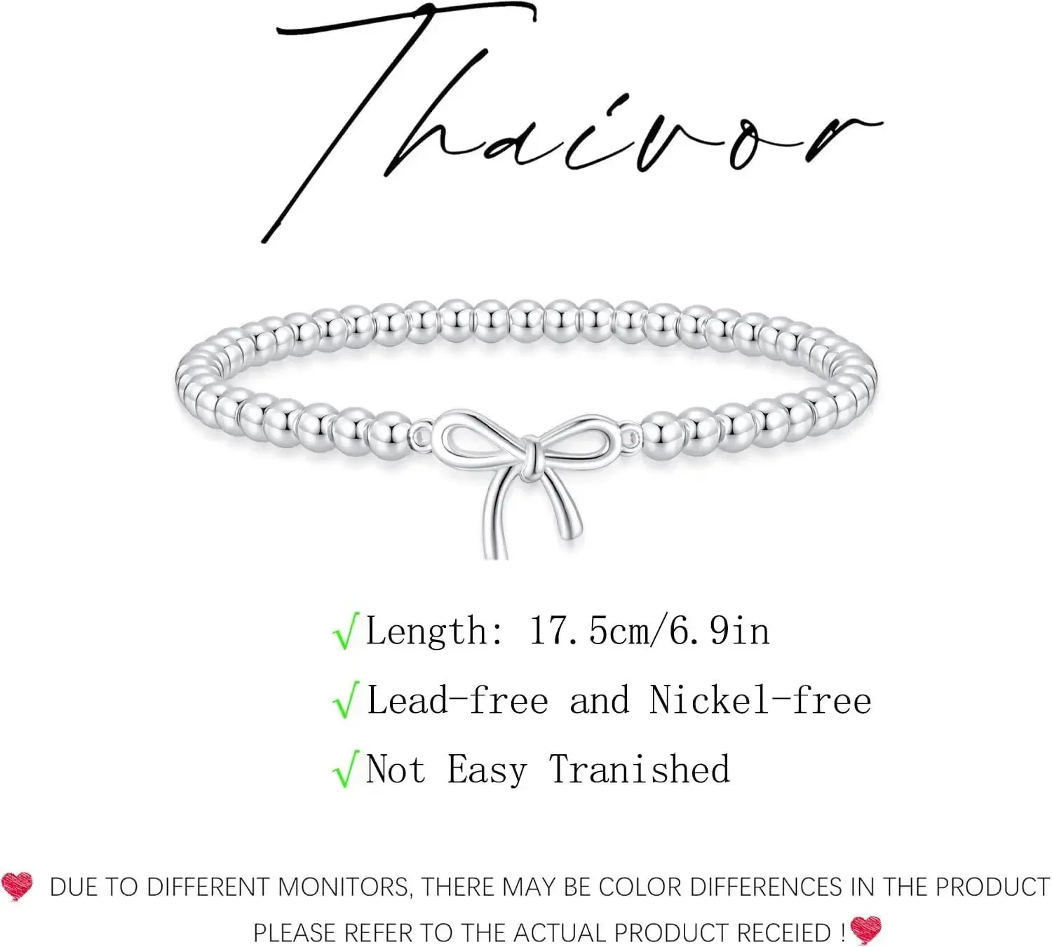 Mothers Day Gifts - Beaded Bracelets for Women 14K Silver Gold Plated Stretch Handmade Ball Bracelets