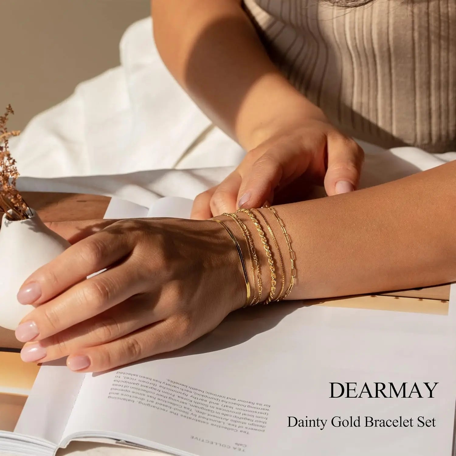 Mothers Day Gifts for Mom Gold Bracelets for Women Waterproof, 14K Gold Plated Jewelry Sets Trendy