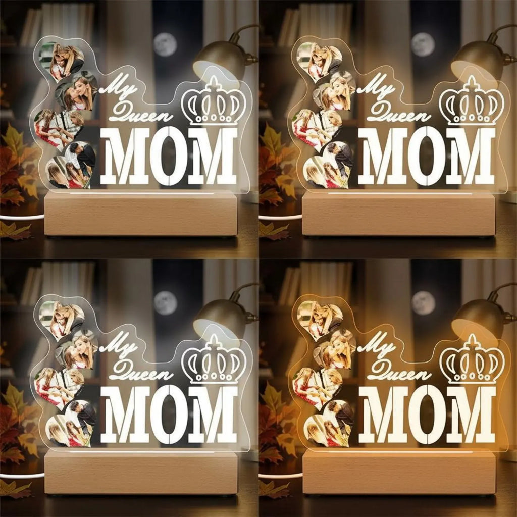 Personalized Photo Night Lamp Mother's Day Gift Acrylic Illuminated Lamp Engraved Acrylic Night Lamp Plug-in Powered Mom Photo