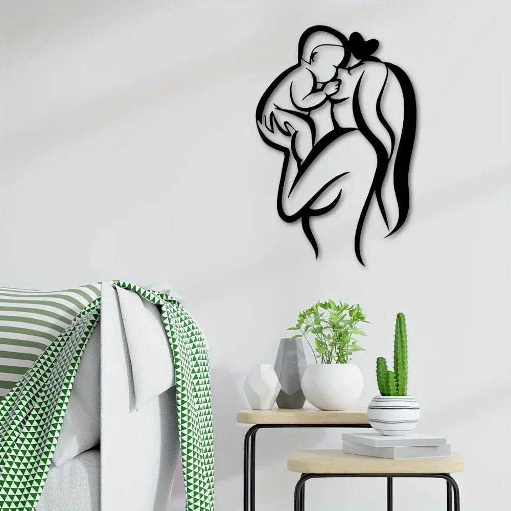 Mother & Child Metal Wall Art, Heart Shape Home Decor Gift for Mother's Day