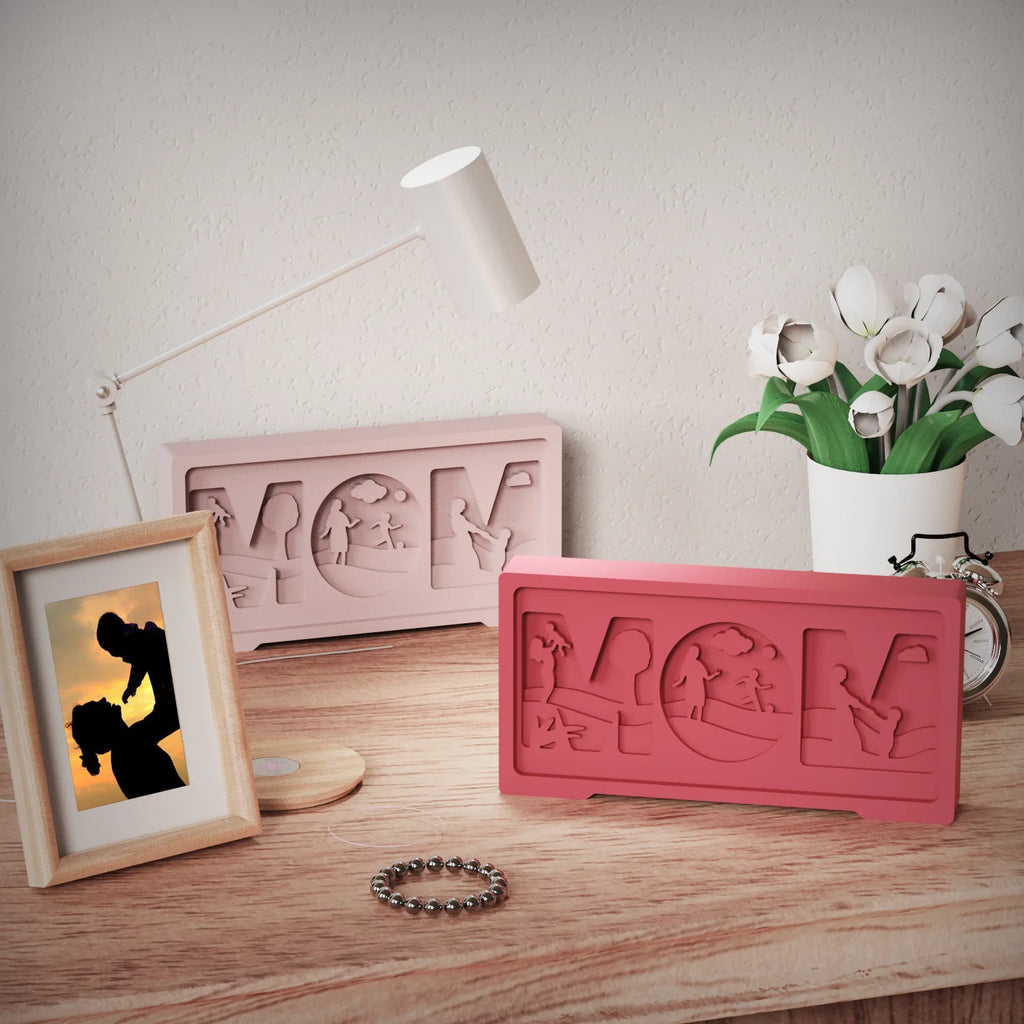 DIY Resin Mold Mother's Day MOM Letter Embossed Mother and Child Plaster Decoration 3D Commemorative Handmade Gift Warm and Heal