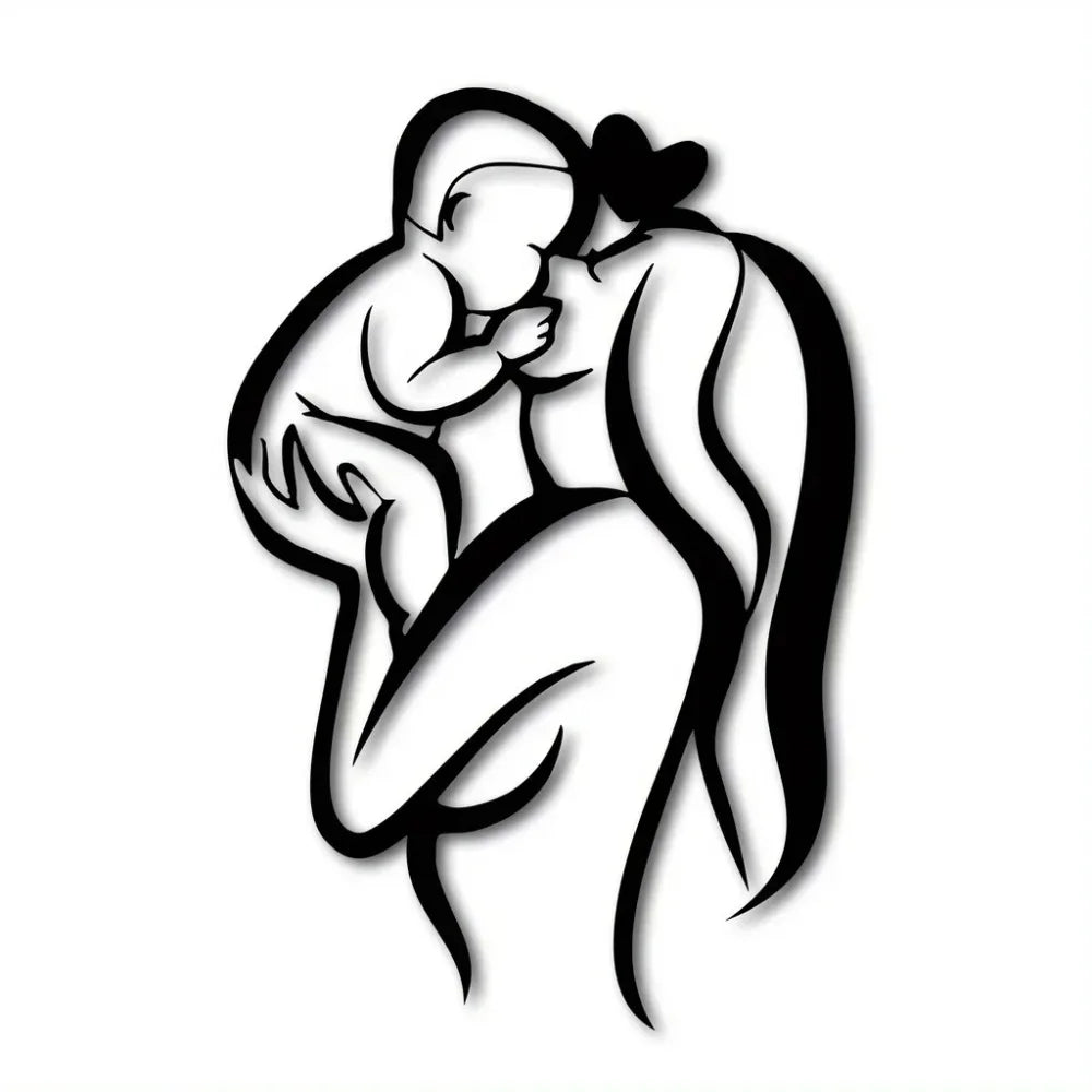 Mother & Child Metal Wall Art, Heart Shape Home Decor Gift for Mother's Day
