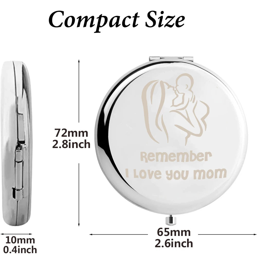 Gift for Mother - Customized Stainless Steel Portable Mirror with Laser Carving Retro Pocket Mirror, Creative Gift for Mom and W