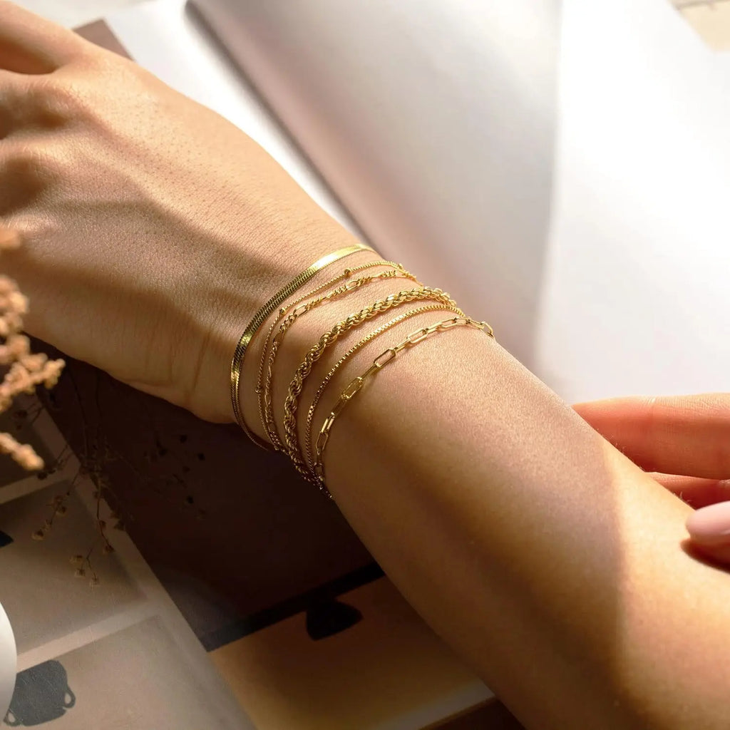 Mothers Day Gifts for Mom Gold Bracelets for Women Waterproof, 14K Gold Plated Jewelry Sets Trendy