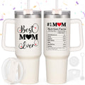 LiqCool Mom Christmas Gifts 40 Oz Best Mom Ever Tumbler Cup Gifts for Mom from Daughter Son Gifts for Mom Christmas Unique Popular Christmas Presents Gifts Ideas for Mom Wife Women(Cream)