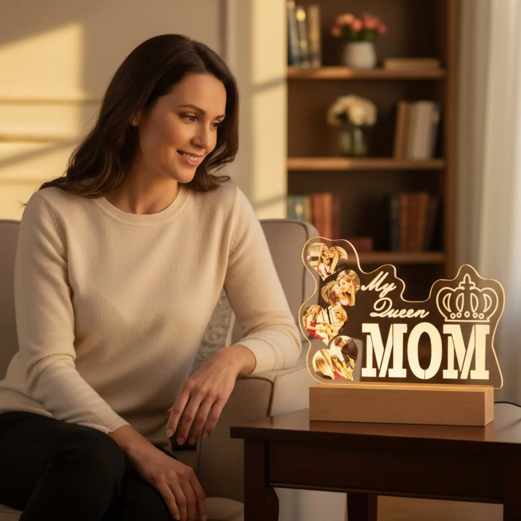 Personalized Photo Night Lamp Mother's Day Gift Acrylic Illuminated Lamp Engraved Acrylic Night Lamp Plug-in Powered Mom Photo