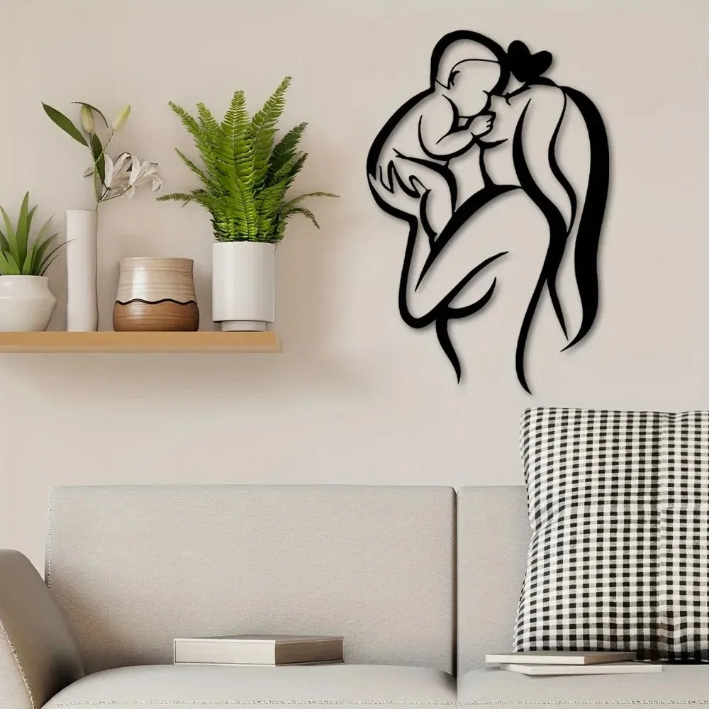 Mother & Child Metal Wall Art, Heart Shape Home Decor Gift for Mother's Day